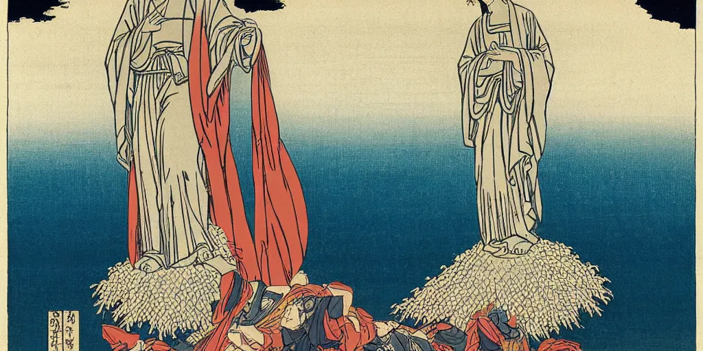 Image similar to i, Cristo Redentor by Hokusai