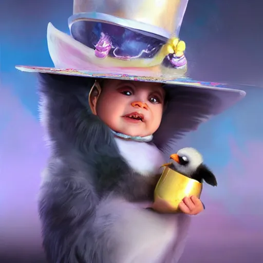 Prompt: epic professional digital airbrushed portrait art of a cute baby penguin dressed as a magician,, best on artstation, cgsociety, wlop, Behance, pixiv, cosmic, epic, stunning, gorgeous,, masterpiece by Dorian Cleavanger and Stanley Lau,