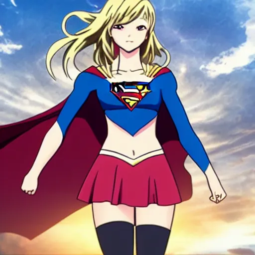 Image similar to anime visual of supergirl heat vision eyes