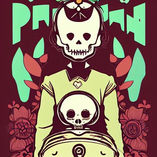 Image similar to portrait skull girl miffy by petros afshar, tom whalen, laurie greasley, jc leyendecker and singer sargent