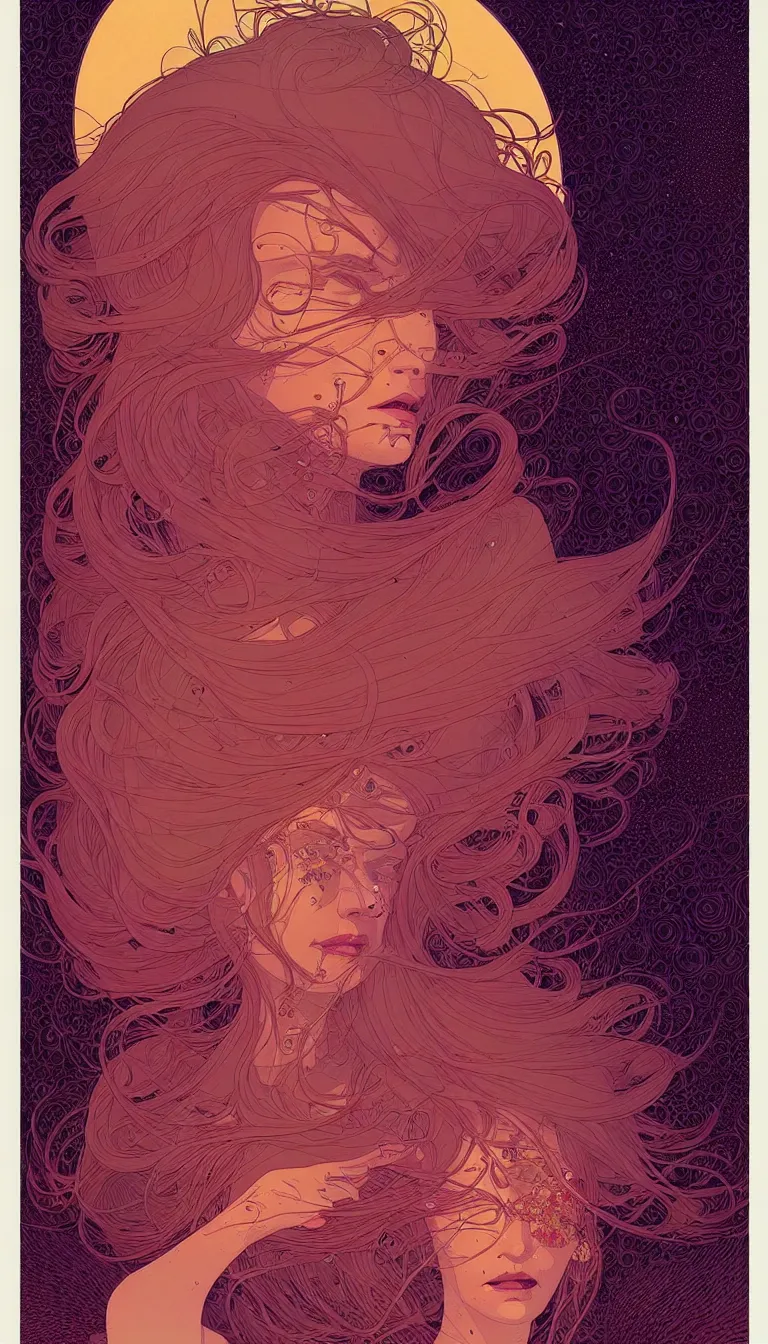 Image similar to beautiful woman by moebius, victo ngai, josan gonzalez, kilian eng