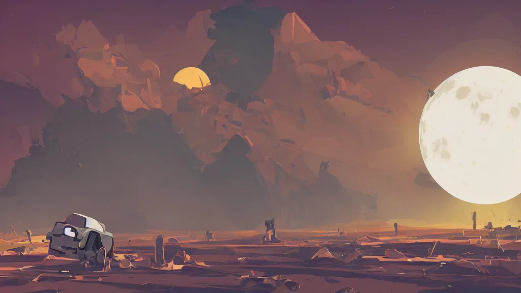 Prompt: The moon crashes into the earth, fault, a shock wave, pieces of land, frightening appearance, catastrophic, Breathtaking , the sun's rays through the dust, noise, Hans zimmer Soundtrack, Expectation, fear, art by James gilleard,