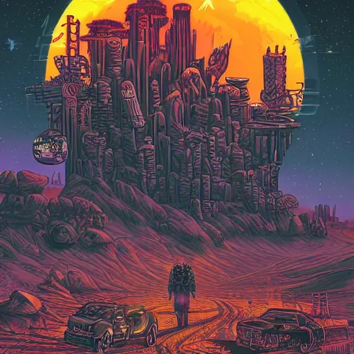 Image similar to mysterious desert at night, by dan mumford and sandra chevrier, 4 k