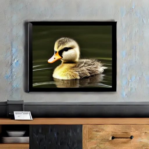 Prompt: duckling in a hotel room cozy asleep in bed digital art ultra detailed high definition 4 k