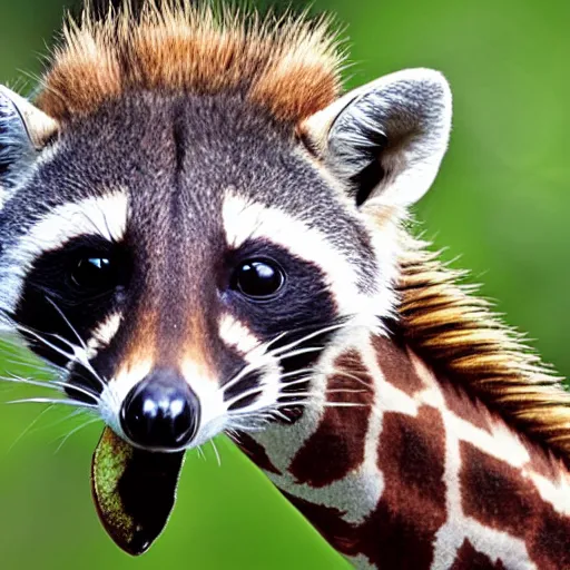 Image similar to photo of a hybrid between a raccoon and a giraffe