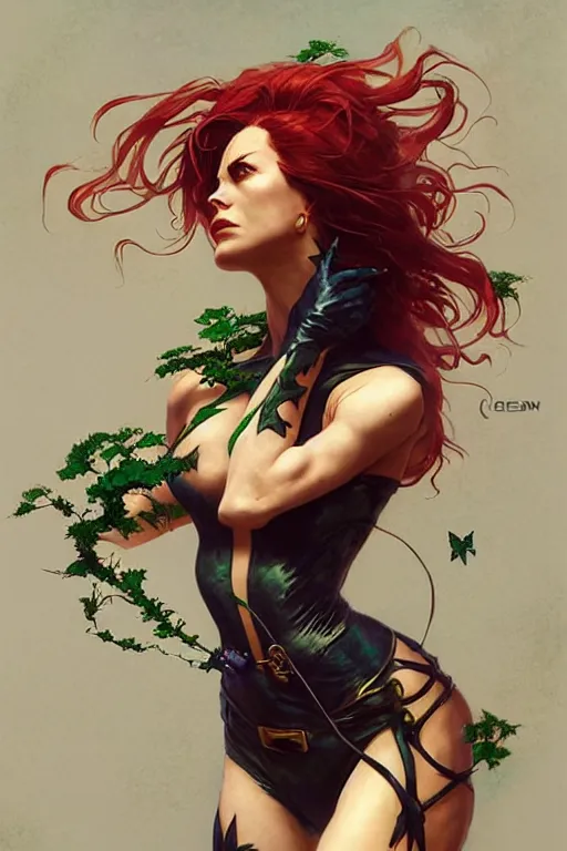 Image similar to aeon flux as poison ivy profile picture by Greg Rutkowski, dynamic pose, matte painting, intricate, fantasy concept art, elegant, by Stanley Artgerm Lau, WLOP, golden ratio, thomas kindkade, alphonse mucha, loish, Peter chung, norman Rockwell,