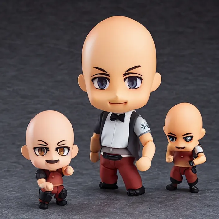 Image similar to boxer andrew tate bald with beard, an anime nendoroid of boxer andrew tate bald with beard, figurine, detailed product photo