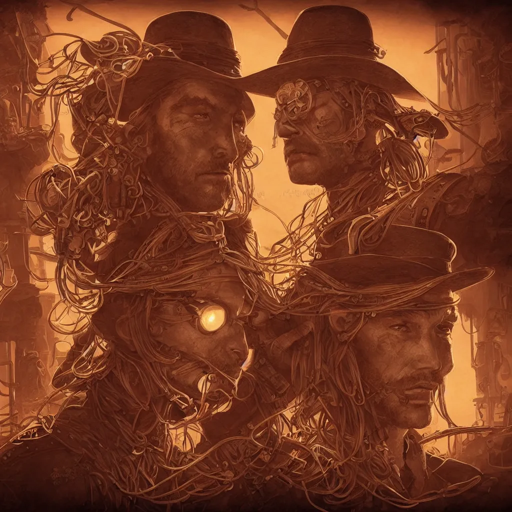 Image similar to solarpunk steampunk spaghetti western wanted poster, header wanted the RANDEL BROTHERS dead or alive, fantasy, intricate, elegant, highly detailed, digital painting, artstation, concept art, smooth, sharp focus, illustration, art by artgerm