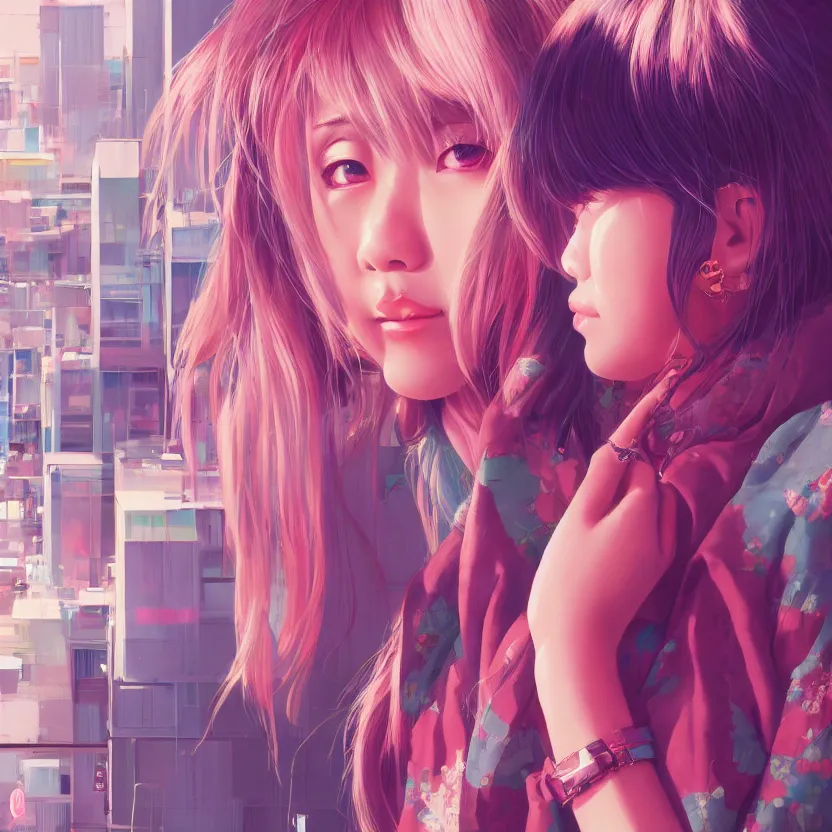 Image similar to 1 9 8 0 s japanese girl in a city pop city, hyper detailed, 8 k, trending, in artstation, digital painting, studio quality, cryengine, character design, smooth, sharp focus