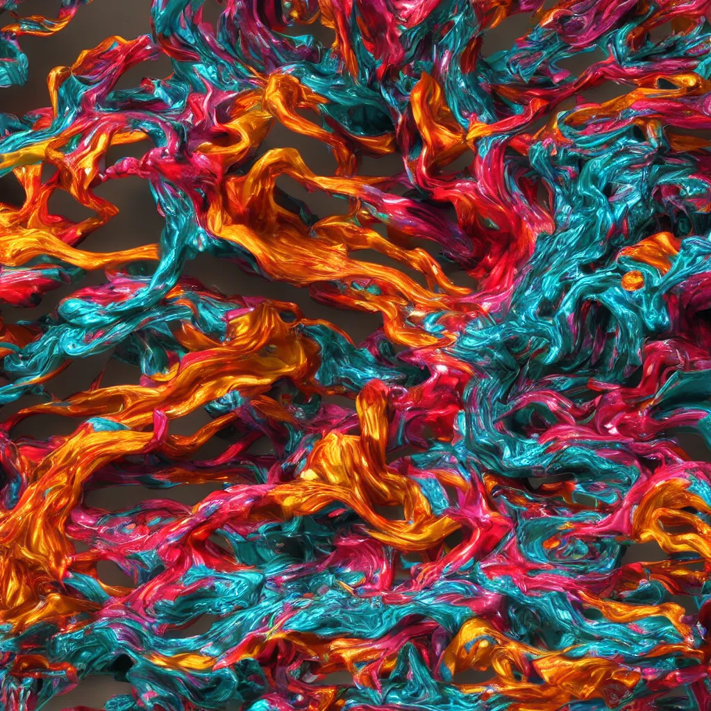 Image similar to painful pleasures by lynda benglis, octane render, colorful, 4 k, 8 k