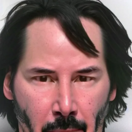 Prompt: Keanu Reeves mugshot