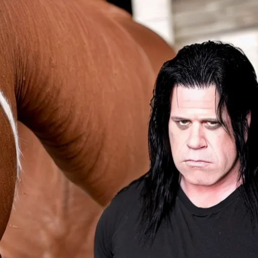 Image similar to glenn danzig working on his horse farm