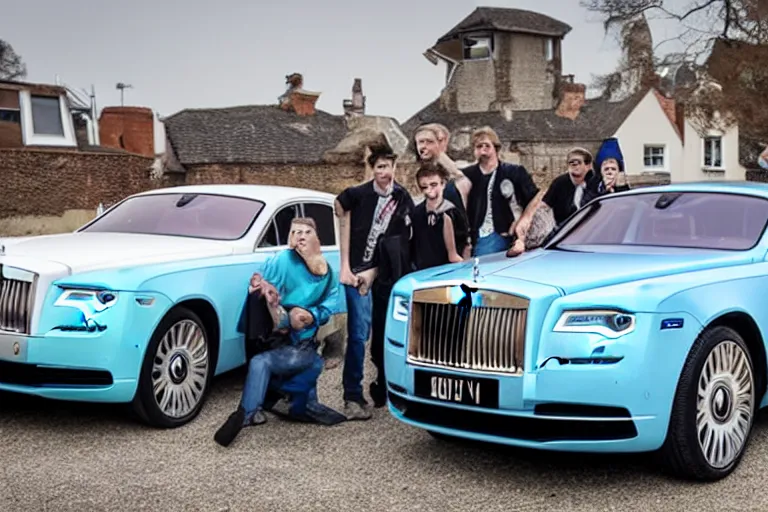 Image similar to stoned teenagers decided to drown Rolls-Royce