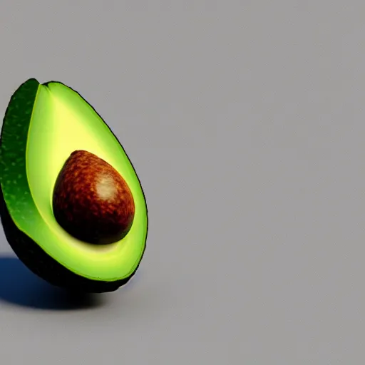 Prompt: an avocado shaped like a chair. black background. 3d render