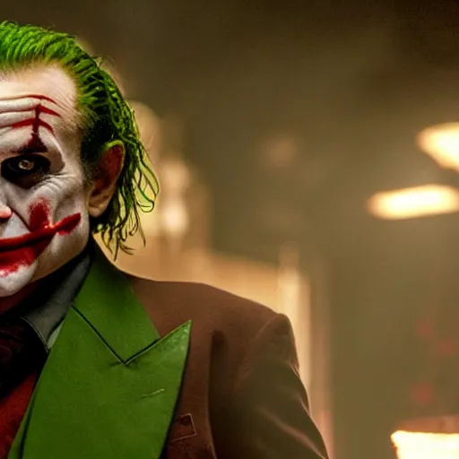 Image similar to stunning awe inspiring ( robin williams ) as the joker 8 k hdr movie still atmospheric lighting