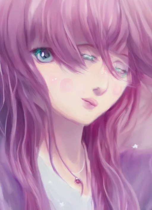 Image similar to adorable, brilliant, elegant, pastel texture, matte painting hyperpop cutest lavender-colored cherry-colored portrait trending on pixiv