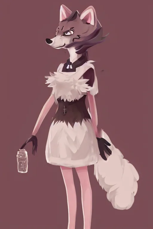 Prompt: anthropomorphic wolf fursona wearing a maid outfit, backlighting, furry art, trending on artstation, digital art, trending on furaffinity