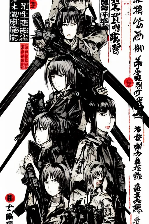 Prompt: professionally drawn seinen mature cyberpunk detective horror action manga comic cover about the police and samurai, full color, beautifully drawn coherent professional, drawn by ilya kuvshinov, satoshi kon, and hiromu arakawa and tsutomu nihei. japanese script kanji hiragana on the cover. simplistic minimalist cover art. stylized stylistic.