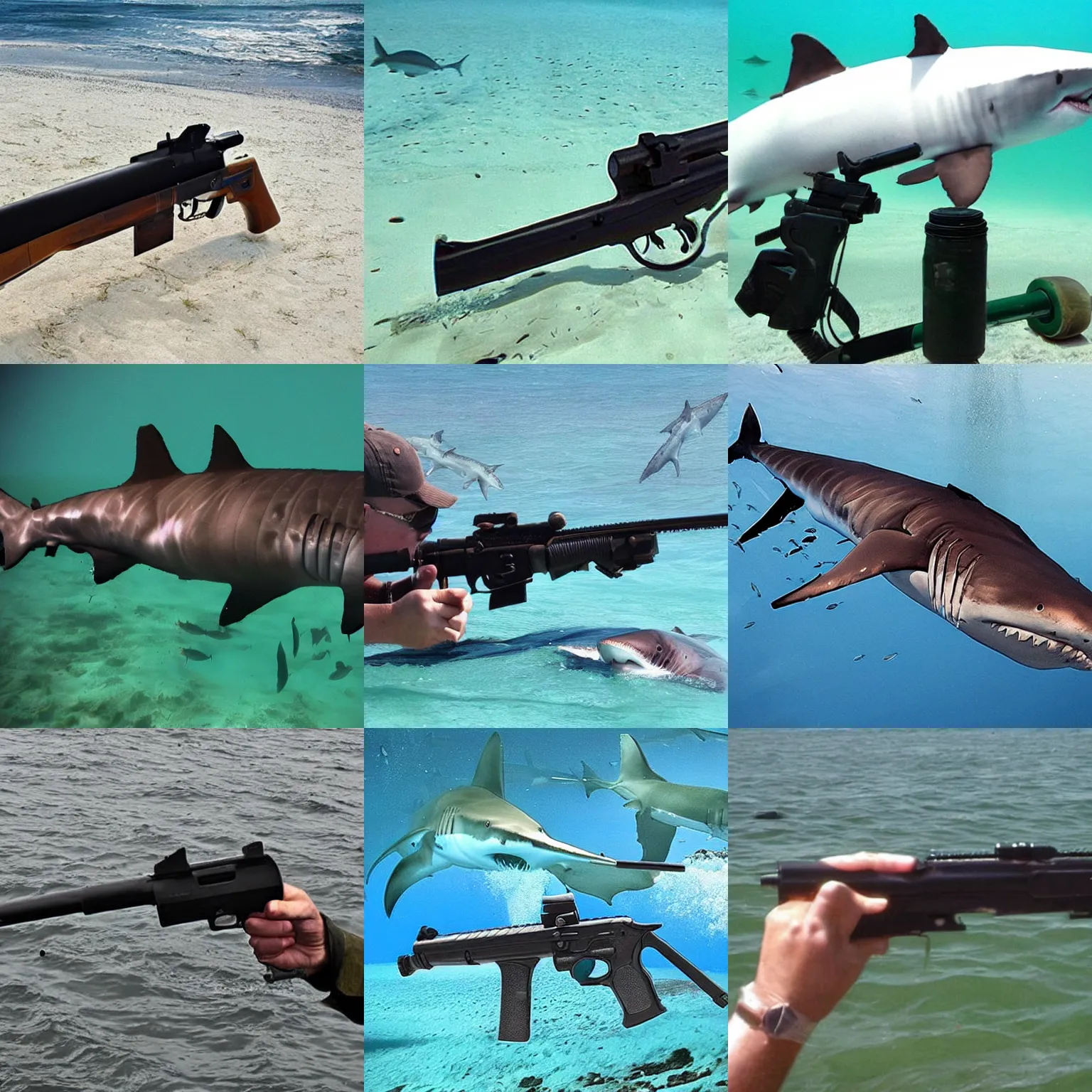 Prompt: gun that shoots sharks out of it