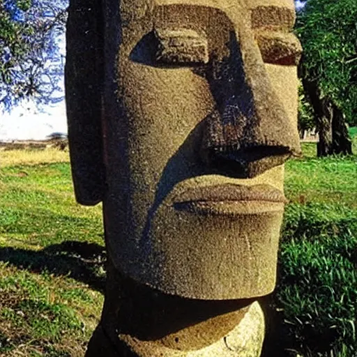 Prompt: easter island head that looks like frank zappa