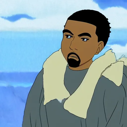 Prompt: screenshot of an episode of the kanye west anime series by studio ghibli