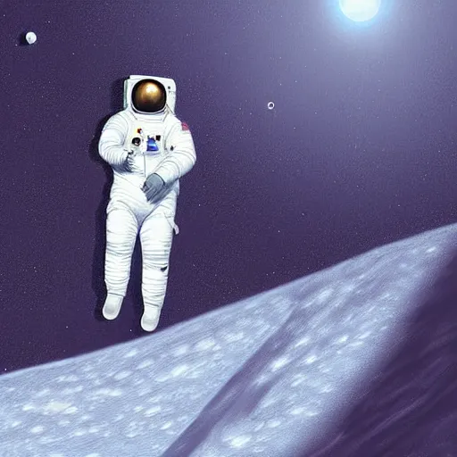 Prompt: a big fat astronaut walk on the moon, mcdonald's background, digital painting