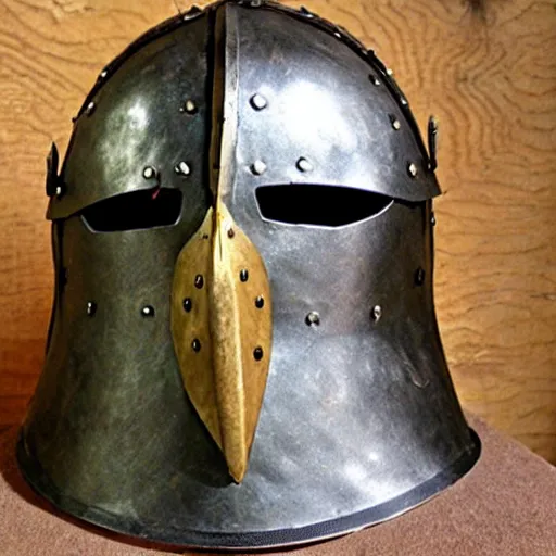 Prompt: A medieval armor helmet made for birds