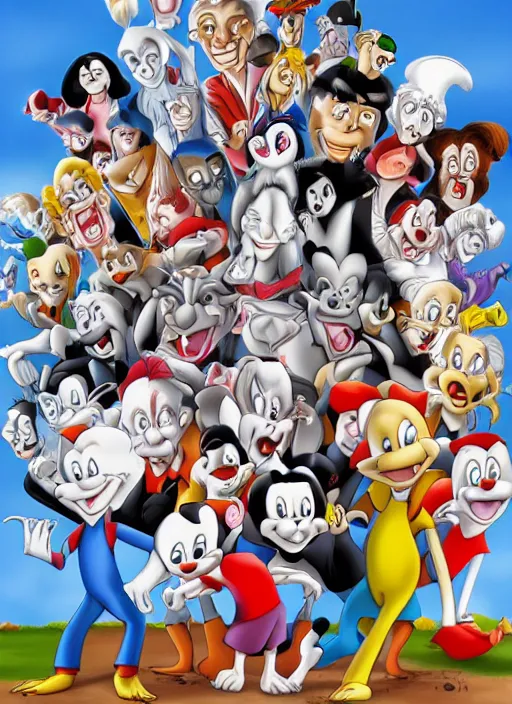 Prompt: a hyper realistic ultra realistic photograph of the animaniacs, highly detailed, 8k photo