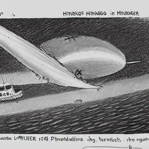 Image similar to childs drawing of the hindenburg disaster