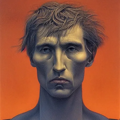 Image similar to portrait of xqc by zdzisław beksinski