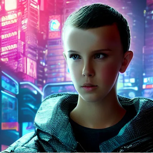 Image similar to Cyberpunk Millie Bobby Brown