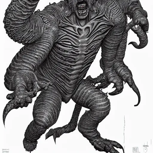 Image similar to demogorgon from stranger things, line art, coloring book page by greg rutkowski