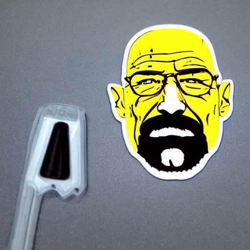 Image similar to die cut sticker, walter white wearing the joker suit, splatter paint