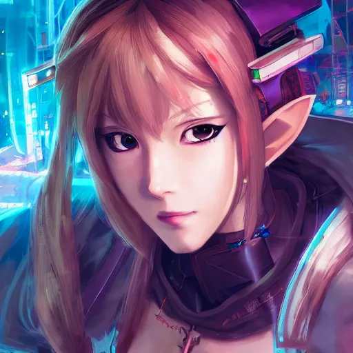 Image similar to An anime portrait of Cyberpunk princess Zelda, by Stanley Artgerm Lau, WLOP, Rossdraws, James Jean, Andrei Riabovitchev, Marc Simonetti, and Sakimichan, tranding on artstation