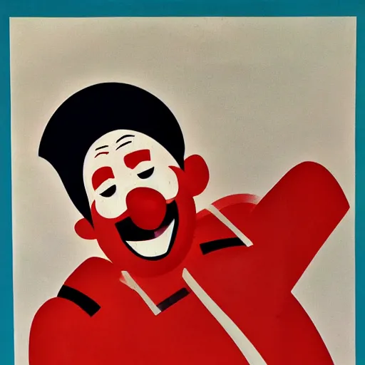 Prompt: communist clown painting, soviet propaganda style poster