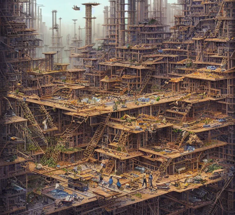 Prompt: hyperrealism photography hyperrealism concept art of highly detailed beavers builders that building highly detailed futuristic city with sticks by wes anderson and hasui kawase and scott listfield sci - fi style hyperrealism