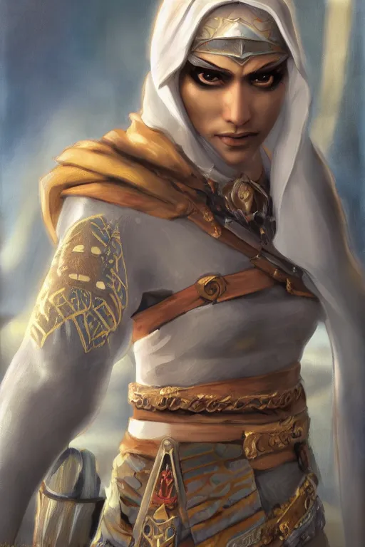 Prompt: Sheik from Zelda, oil on canvas, intricate, portrait, 8k highly professionally detailed, HDR, CGsociety