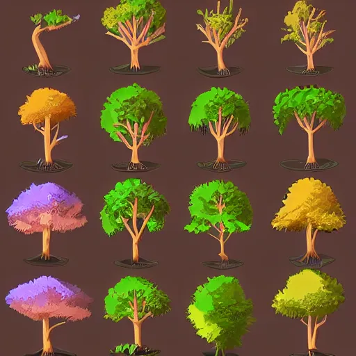 Prompt: game asset, sprite, vector asset, very detailed, stylish, trees