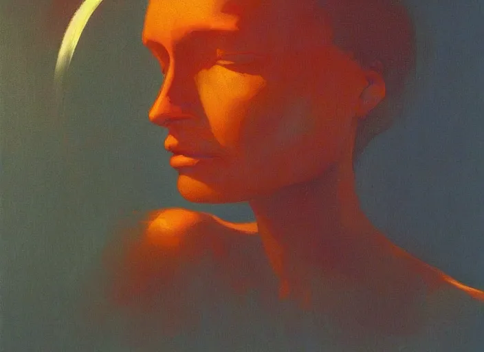 Image similar to portrait painting of a mother, science fiction, Edward Hopper and James Gilleard, Zdzislaw Beksinski, highly detailed