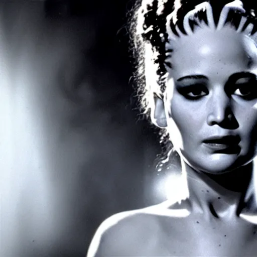 Image similar to jennifer lawrence, still from the movie bride of frankenstein