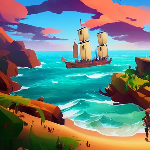 Image similar to painting treasure on sea of thieves game smooth median photoshop filter cutout vector, behance hd by jesper ejsing, by rhads, makoto shinkai and lois van baarle, ilya kuvshinov, rossdraws global illumination