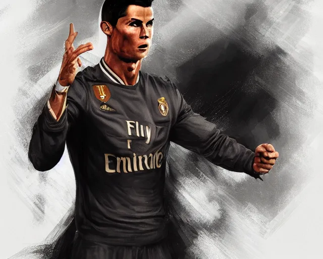 Image similar to cristiano ronaldo as a strong magician, fantasy art, in the style of Andreas Höher, illustration, epic, fantasy, intricate, elgant, amazing detail, digital painting, artstation, concept art, smooth, sharp focus