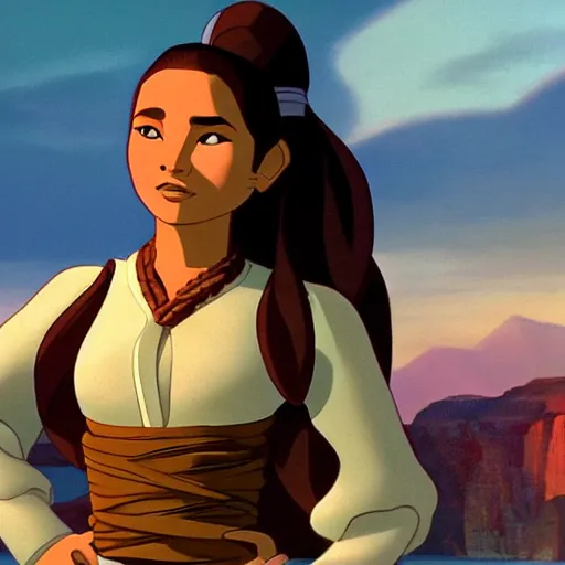 Image similar to cinematic shot, kiawentiio tarbell is katara