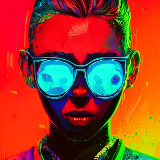 Prompt: splashes of neon, portrait made out of paint, trending on artstation, epic composition, emotional, beautiful, rendered in octane, unreal engine, highly detailed, realistic, comic book art, punk style