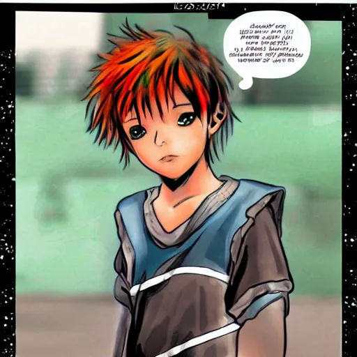 Image similar to backstreet child, anime comic panel