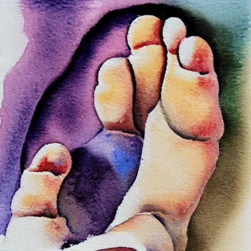 Image similar to a baby's foot, watercolour