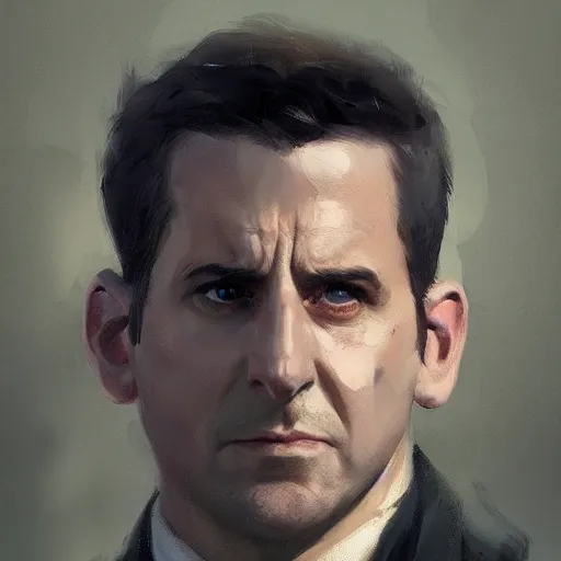 Image similar to portrait of Michael Scott, art by greg rutkowski, matte painting, trending on artstation