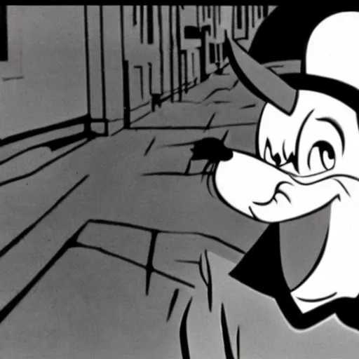 Prompt: bugs bunny in 1 9 3 0 s film noir movie, black and white