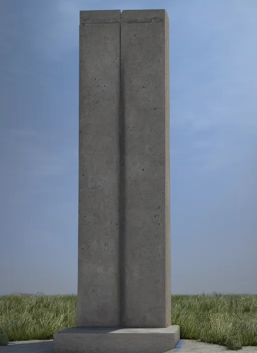 Image similar to highly detailed realistic architecture 3 d render of a concrete stele monument in frank gahry style standing on a side of a highway, archdaily, made in unreal engine 4 octane render