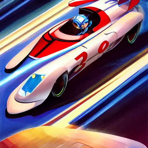 Speed Racer Mach 5 Watercolor Art Print 